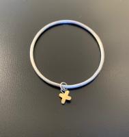 Silver Bangle With Gold Cross Pendent  by Zsuzsi Morrison